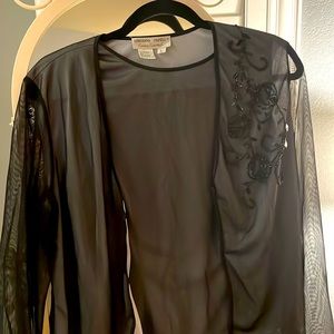 Vintage two-piece blouse large blackish grey